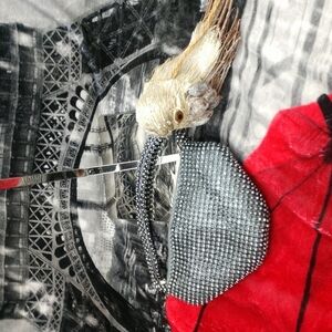 Cache small silver beaded bag